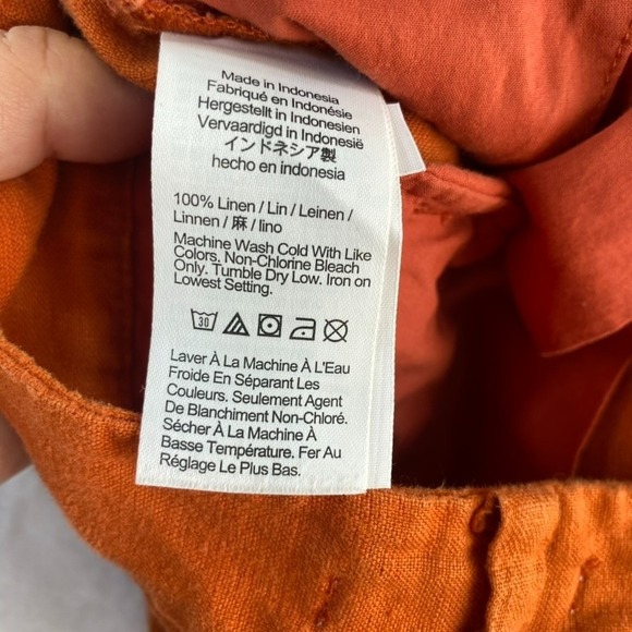 Madewell The Harlow Wide-Leg Pant Sz 4 Orange 100% Linen Coastal - Picture 9 of 11